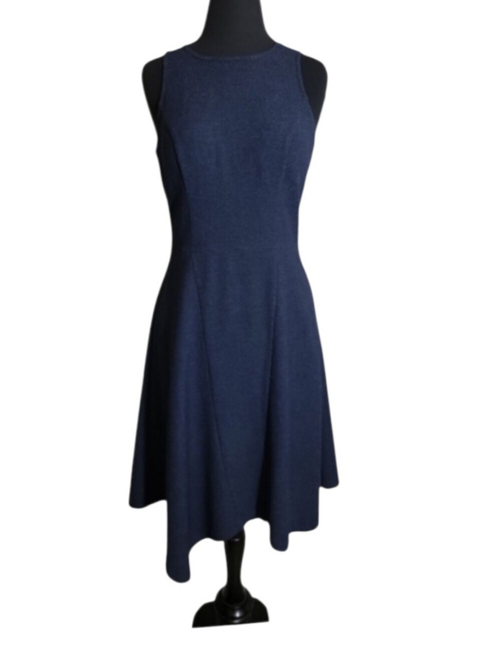 Ann Taylor blue heather sleeveless fit flare asymmetrical hem dress women's 4